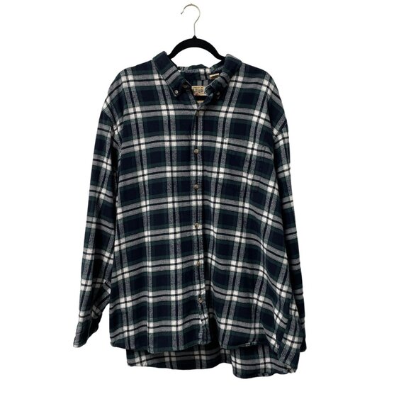 REDHEAD SHIRT PLAID FLANNEL MENS 3XL BUTTON DOWN LONG SLEEVE GREEN BLUE COTTON - Picture 1 of 10